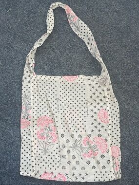 Free People Lightweight Gauze  Pink Floral Canvas Tote Bag Market Gift Beach NEW
